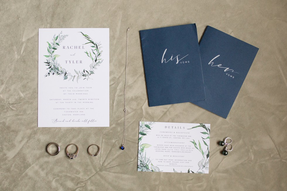 The Tidewater Inn Baltimore Wedding Stationary Invitation Rings