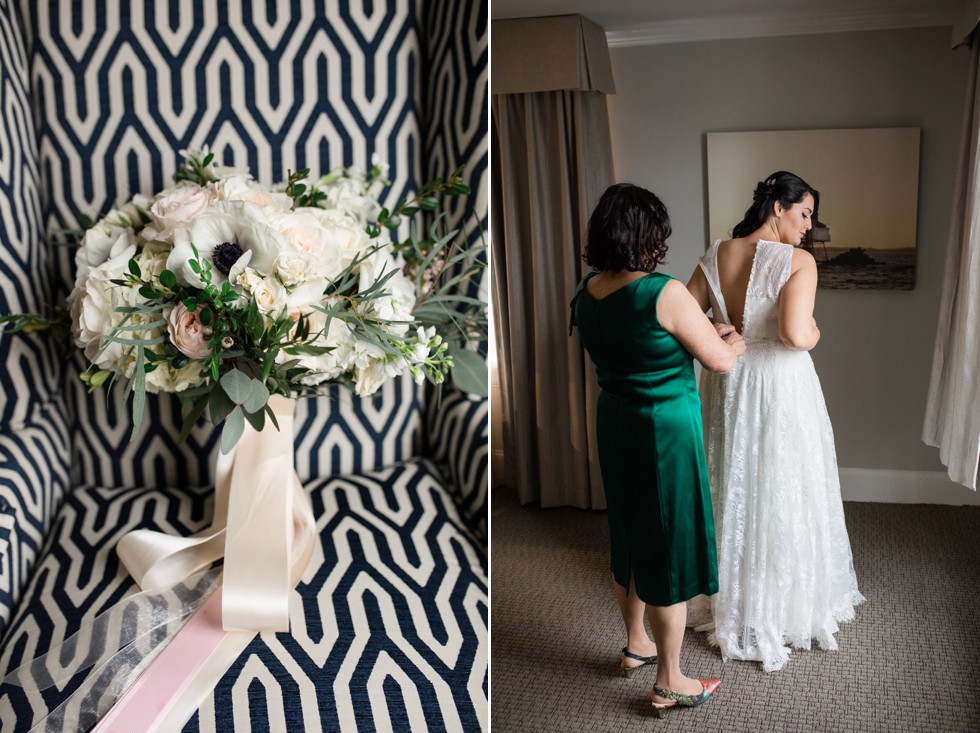 The Tidewater Inn Baltimore Bride bouquet and getting ready