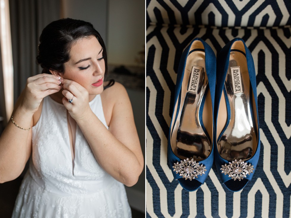 The Tidewater Inn Baltimore bride getting ready wedding shoes