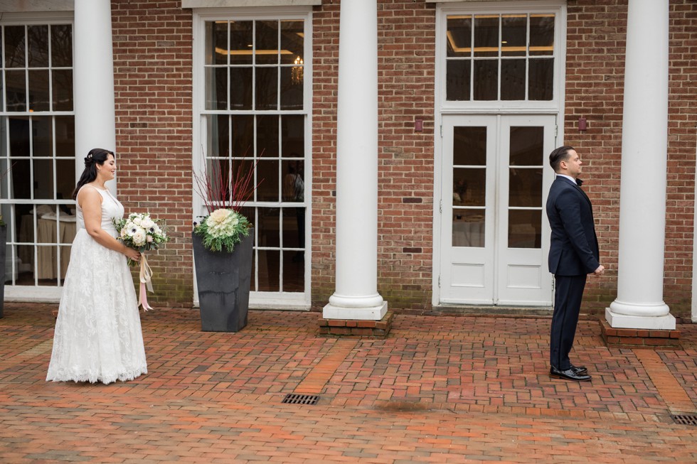 The Tidewater Inn Baltimore bride and groom first look