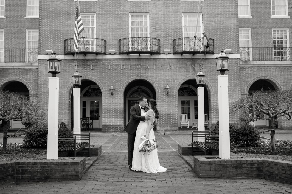 The Tidewater Inn Baltimore bride and groom portrait