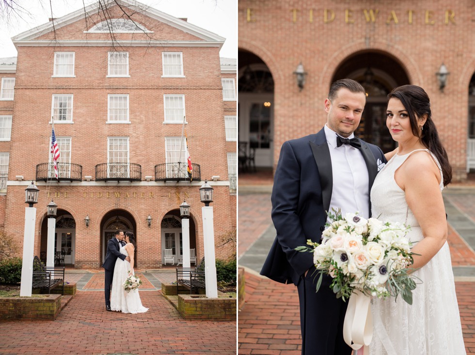 The Tidewater Inn Baltimore bride and groom portrait