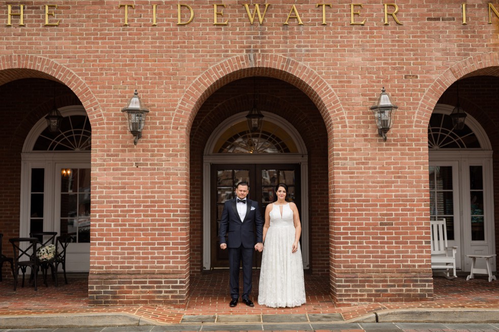 The Tidewater Inn Baltimore bride and groom portrait