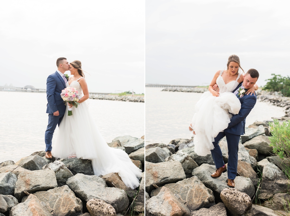 On the rocks Chesapeake Bay Beach Club wedding photographer