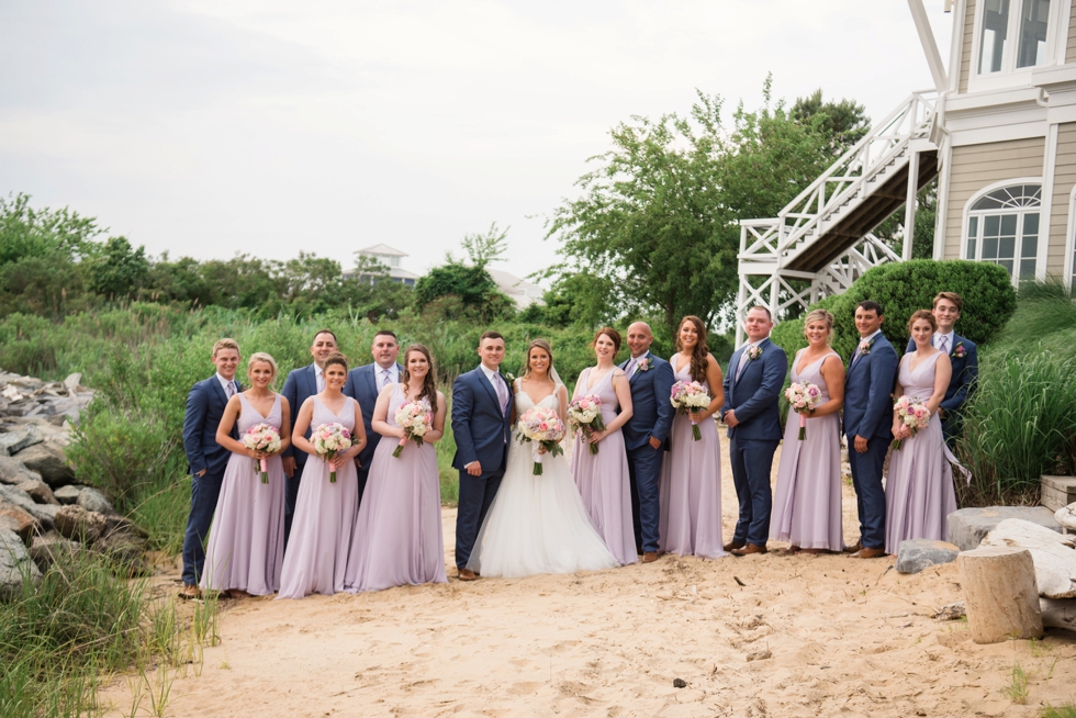 Wedding party on the eastern shore beach