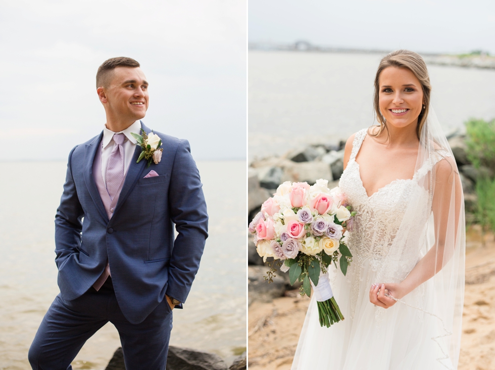 bride and groom on the beach