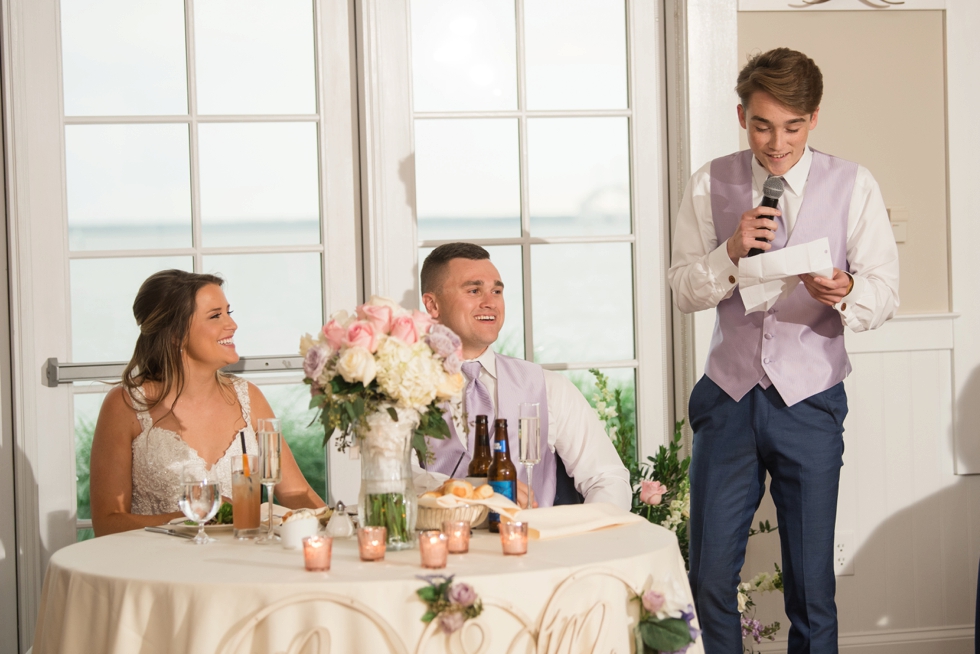 Sunset ballroom wedding reception toasts