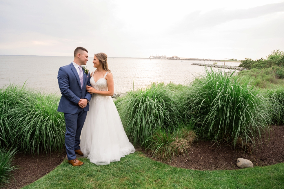 bride and groom Chesapeake Bay Beach Club sunset photos