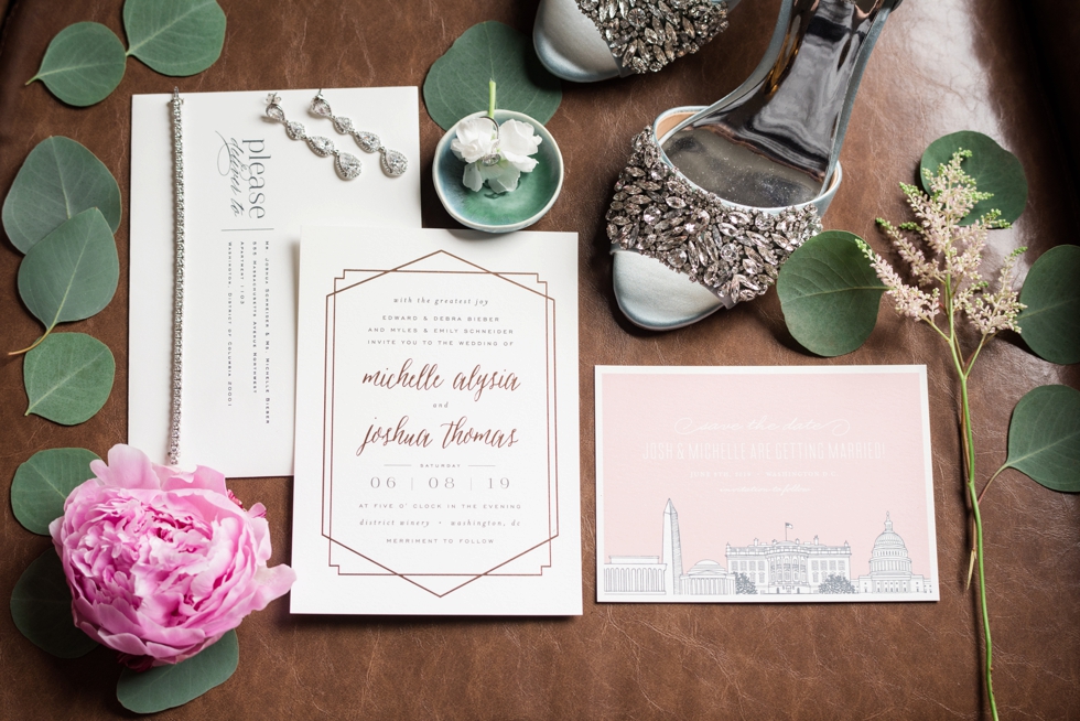 Minted Rose gold wedding invitations