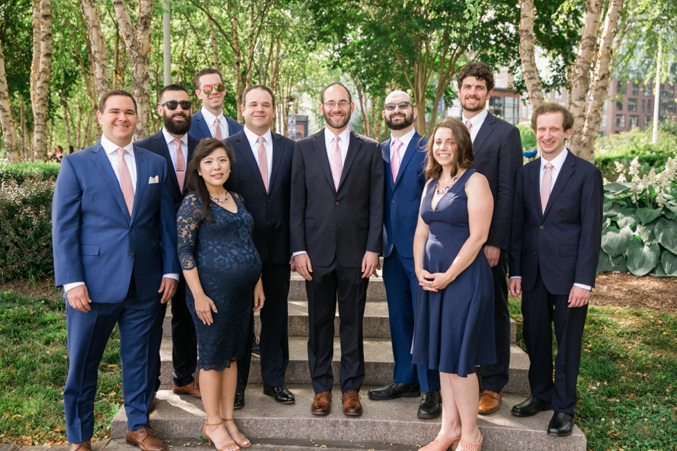 District Winery waterfront groomsmen photo