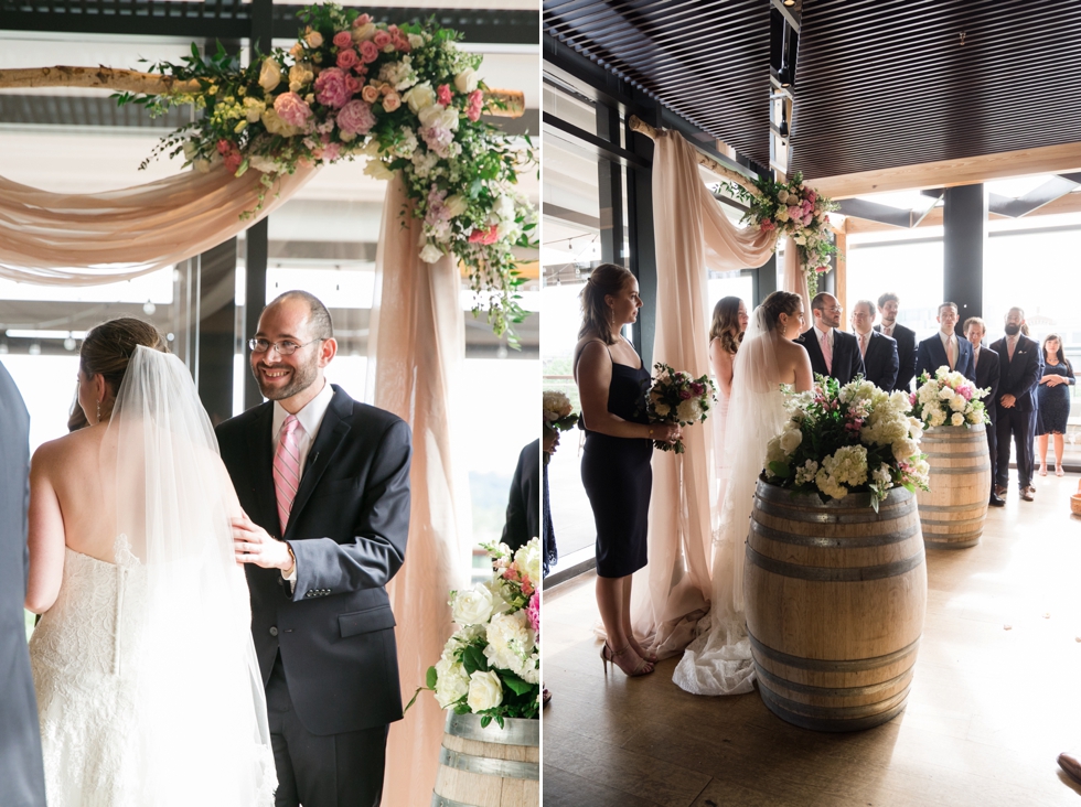 District Winery indoor ceremony J Morris Flowers chuppah