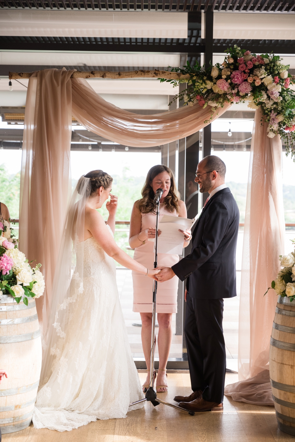 District Winery indoor ceremony J Morris Flowers chuppah