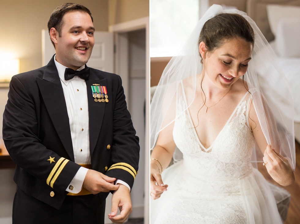 Annapolis waterfront Hotel groom wedding prep