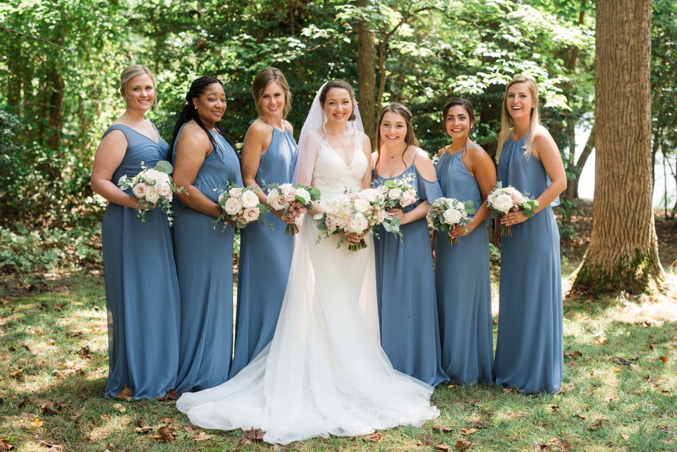 Essense of Australia wedding dress bridesmaids in blue