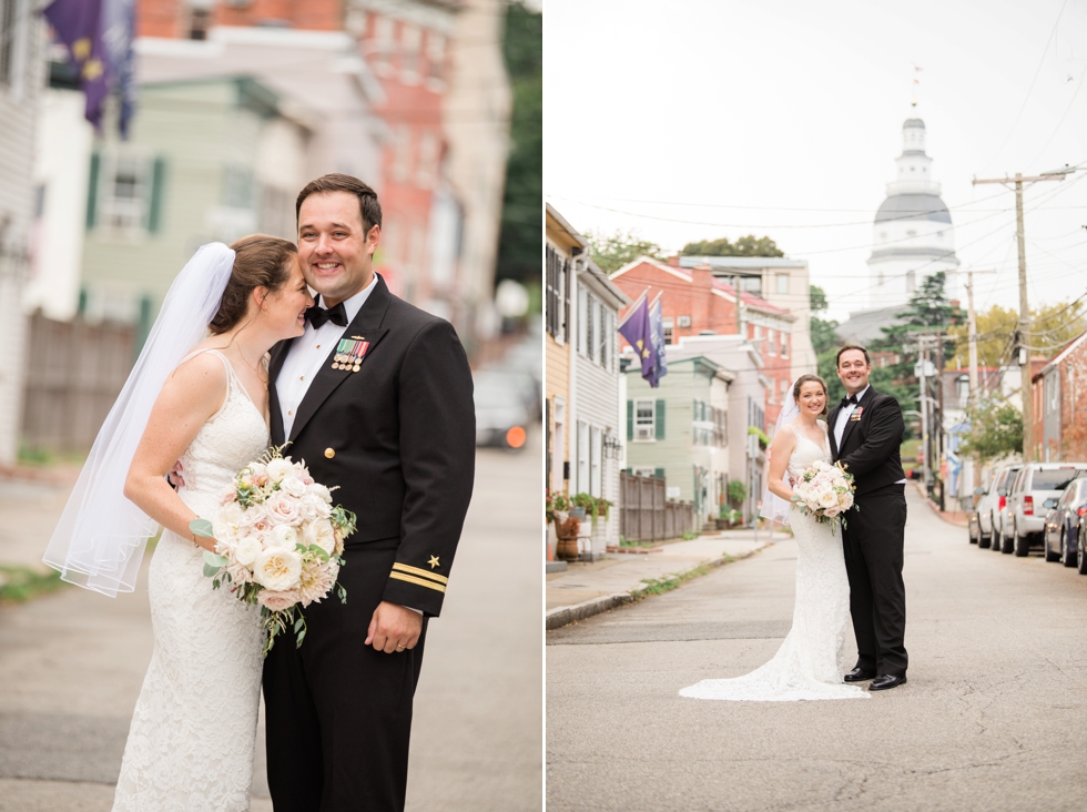 Downtown Annapolis East street wedding photo