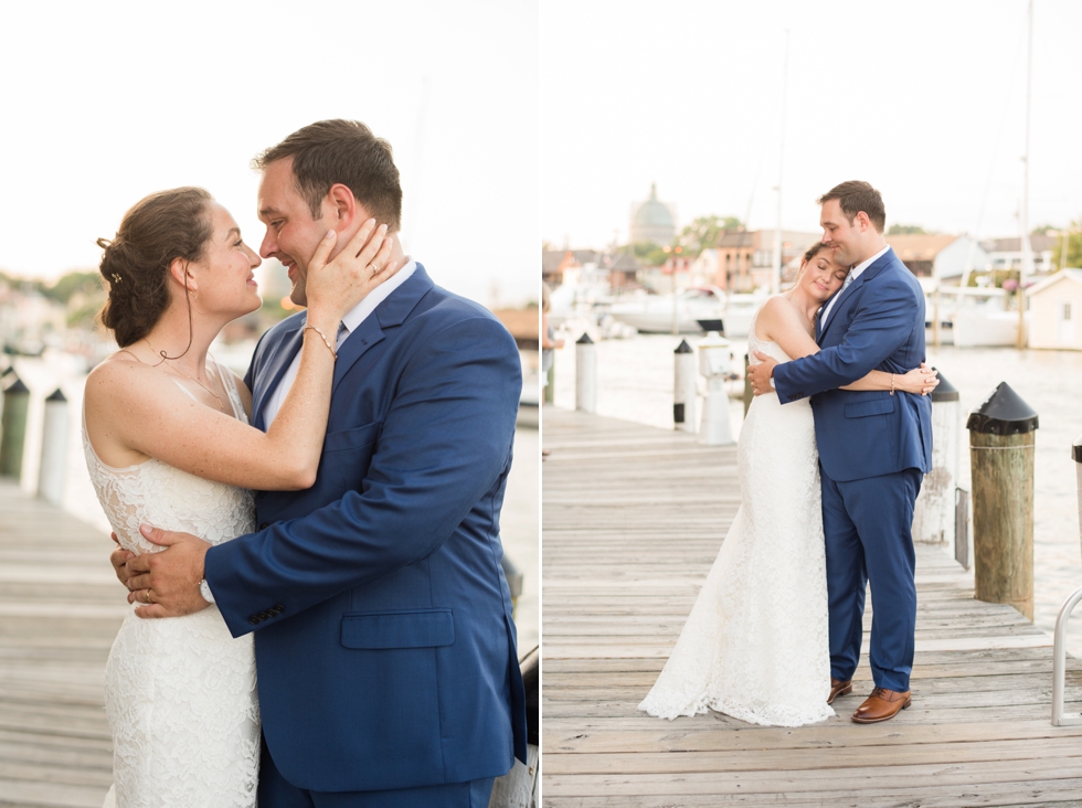 Sunset Annapolis waterfront hotel wedding couple photos