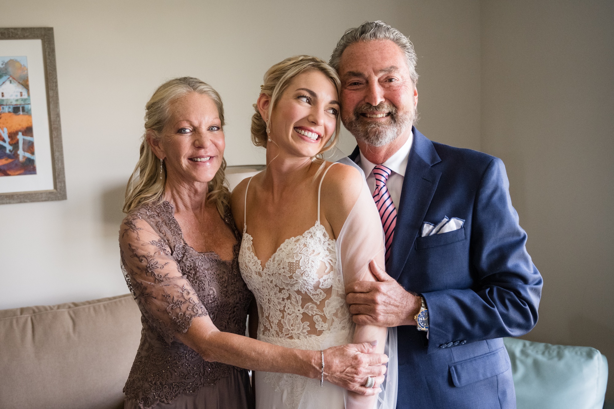 bride and her parents