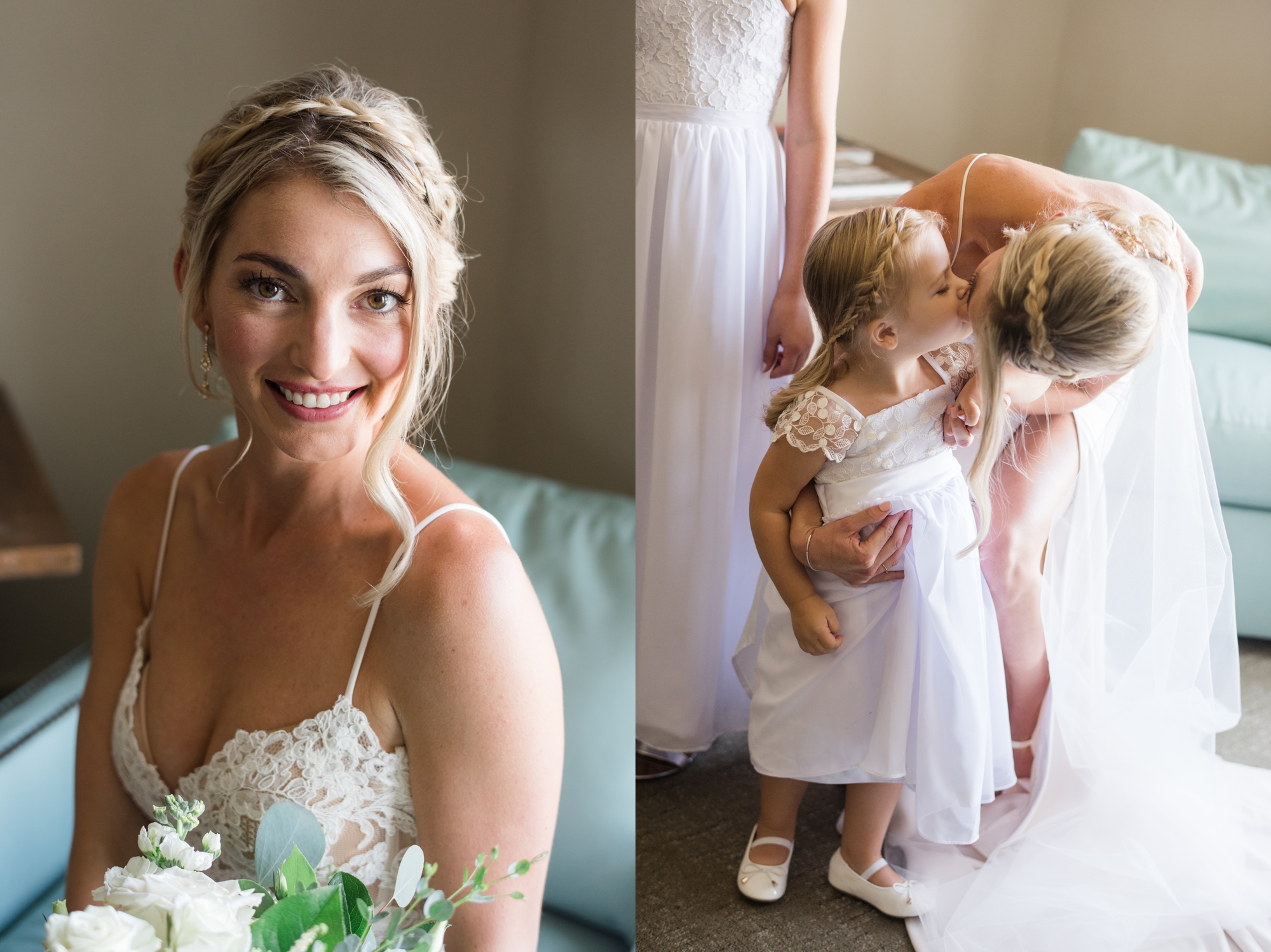 bride and flower girl