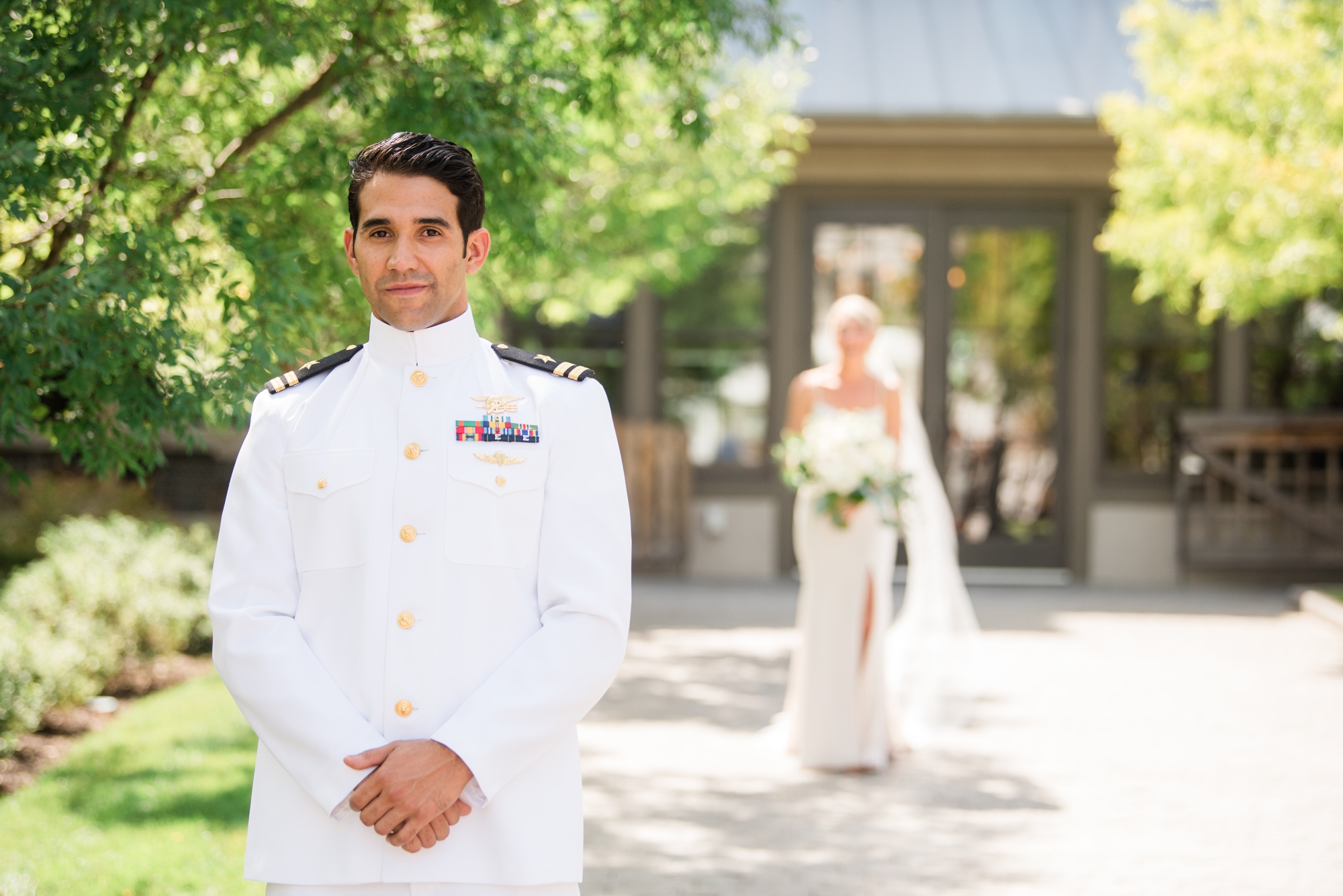 wedding first look The Inn at the Chesapeake Bay Beach Club