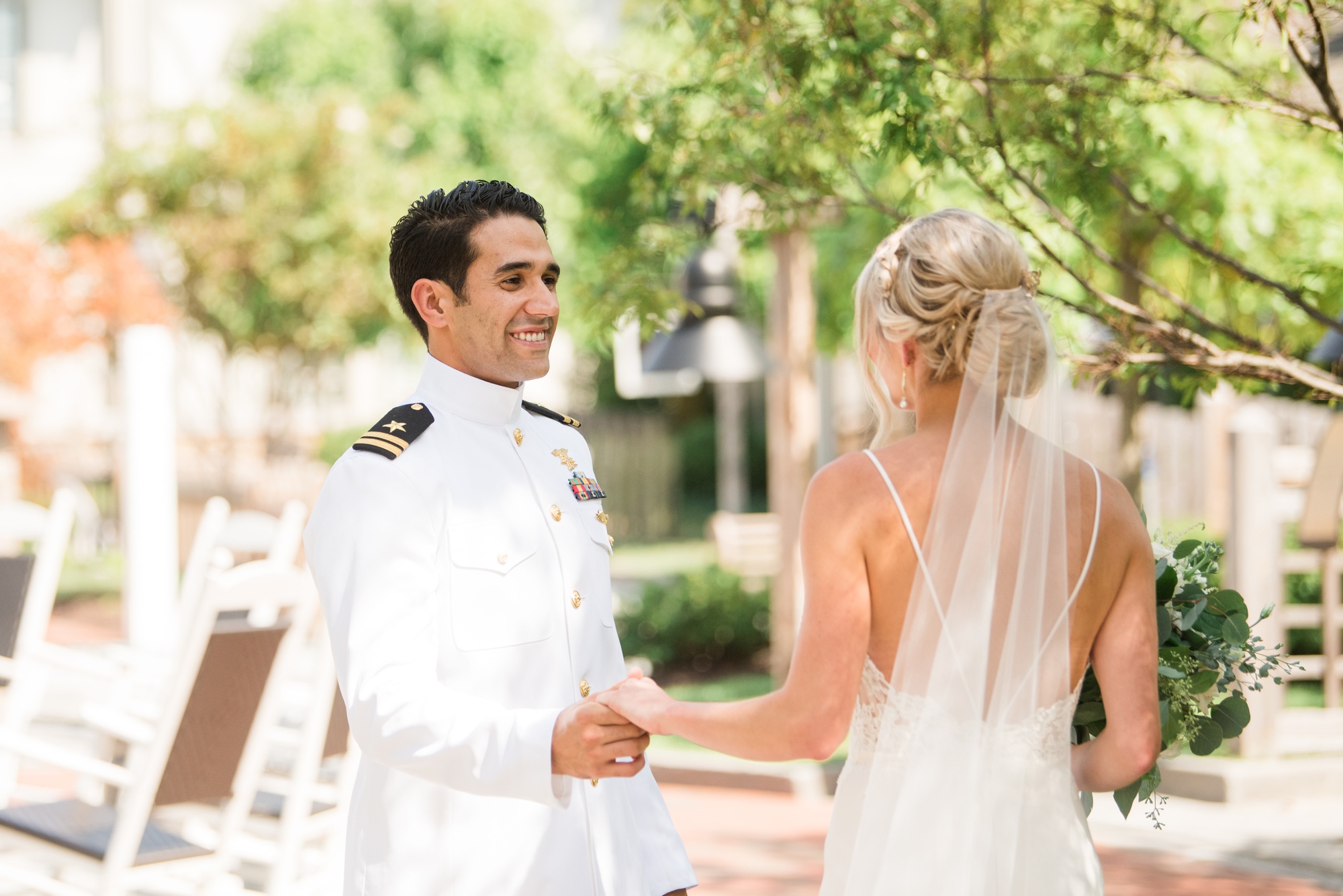 wedding first look The Inn at the Chesapeake Bay Beach Club