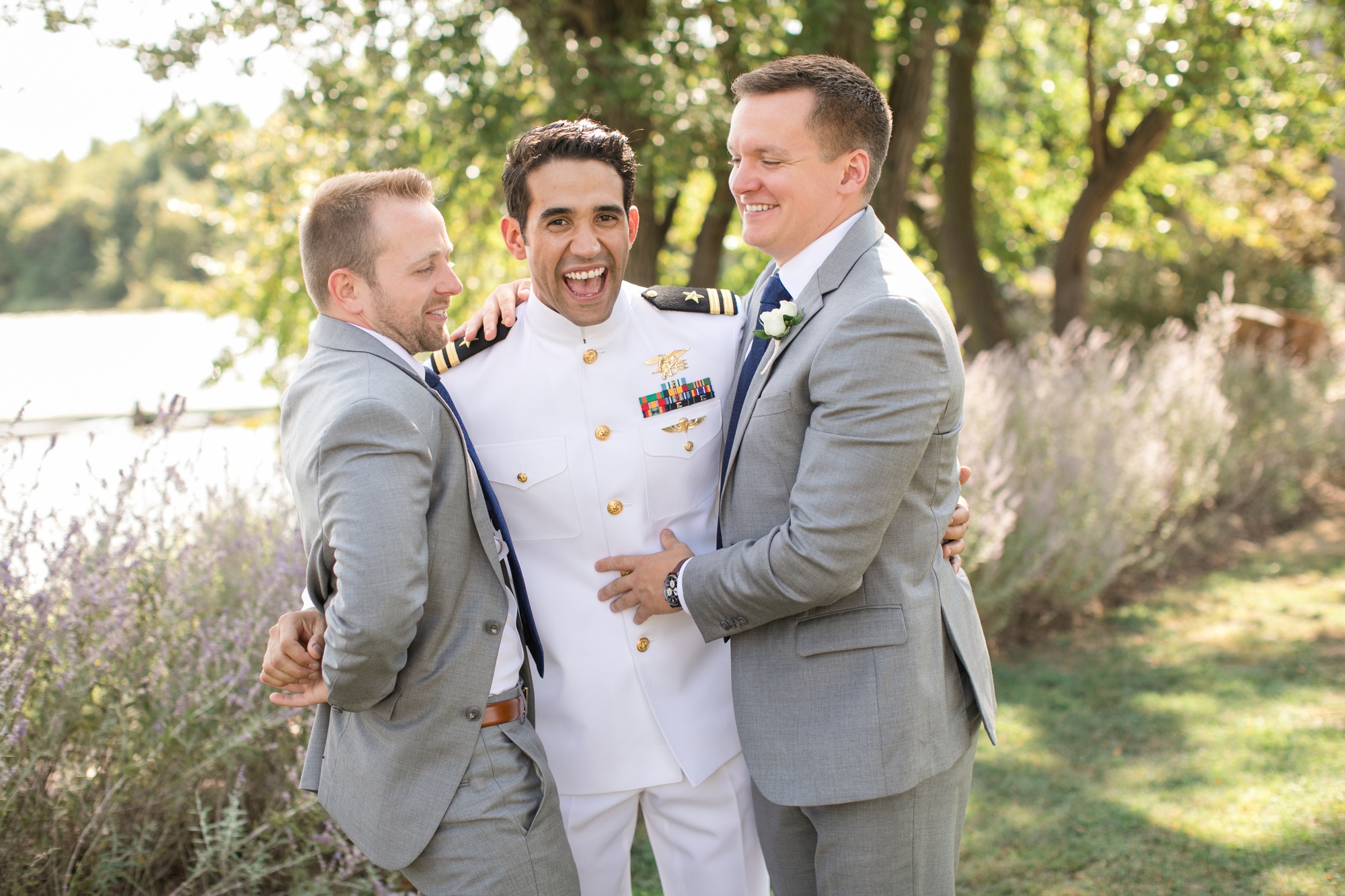 groom and navy groomsmen