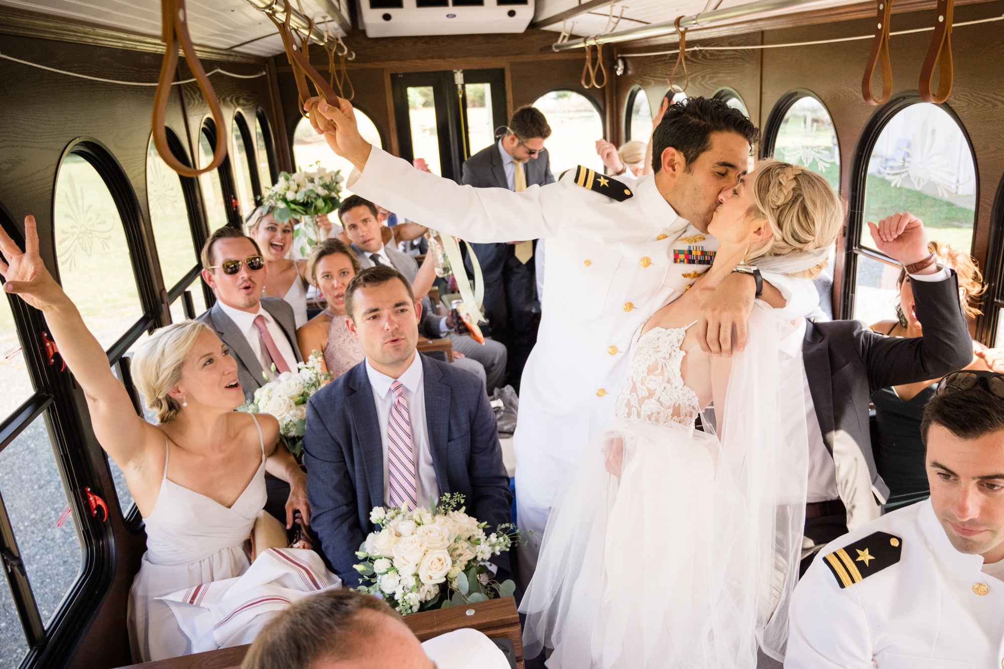 Towne Transport trolley Maryland winery wedding