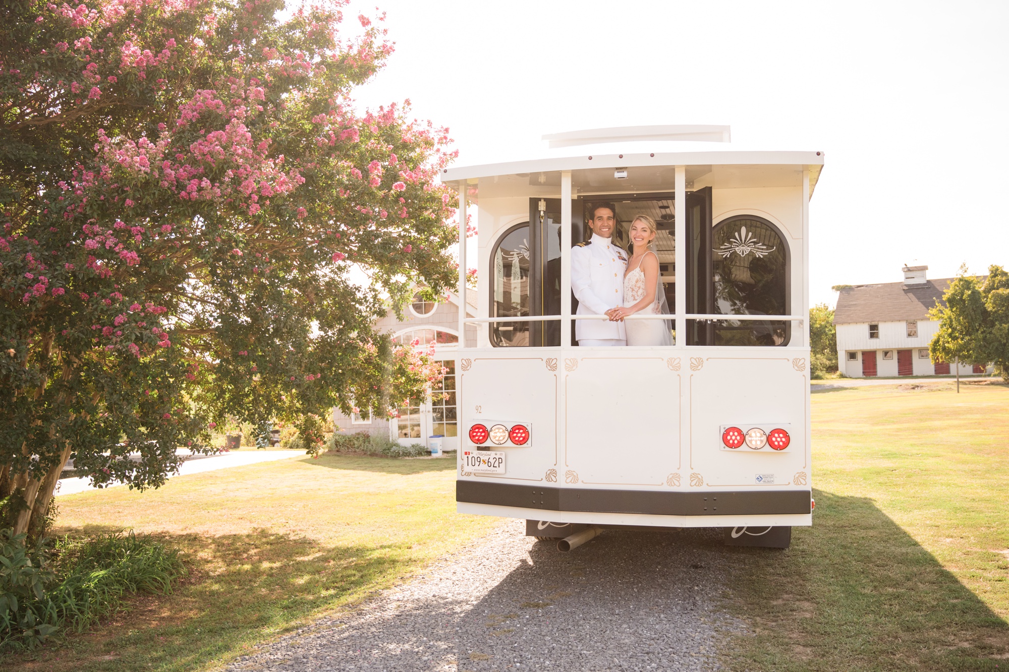 Towne Transport trolley Maryland winery wedding