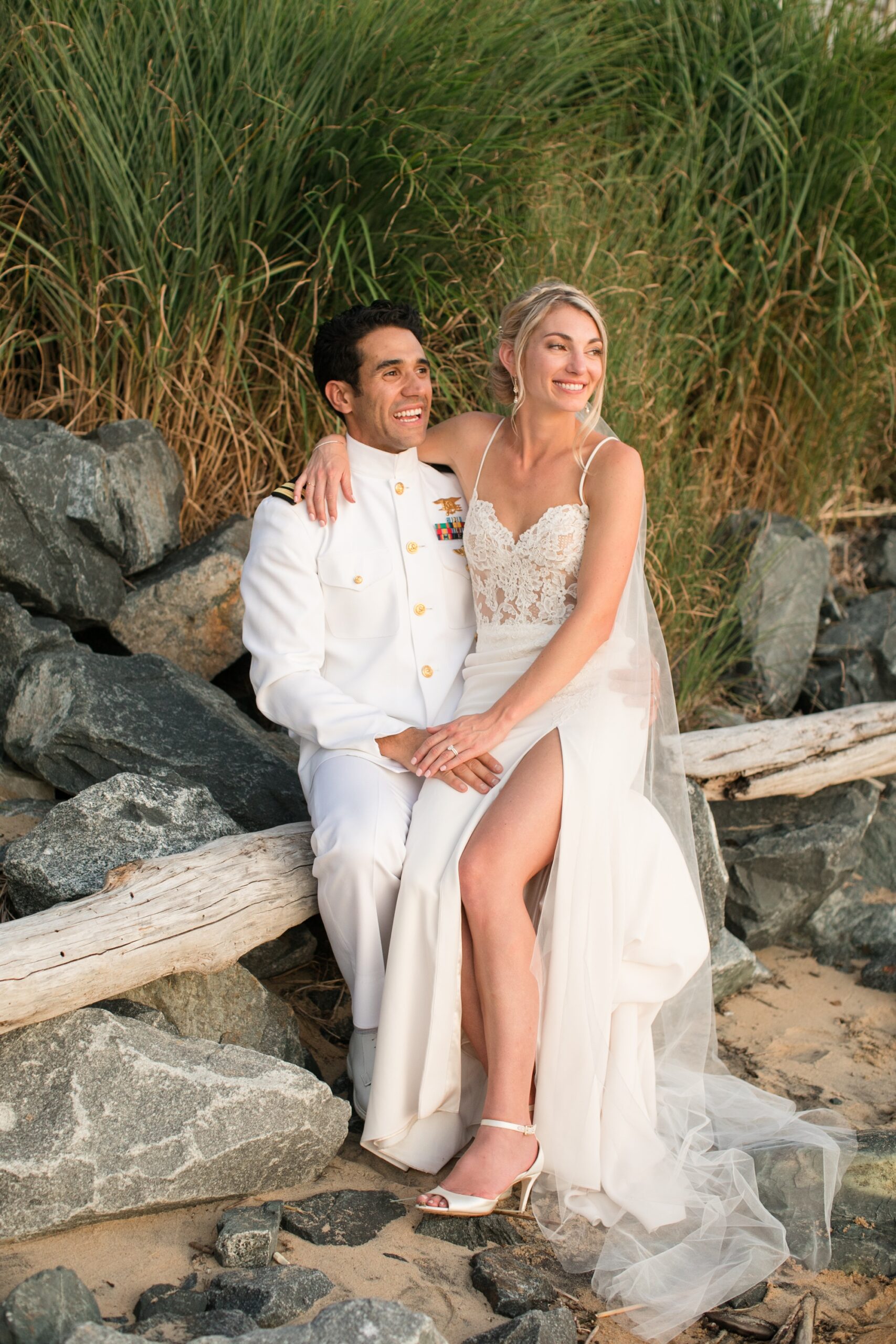 beach wedding couple photos