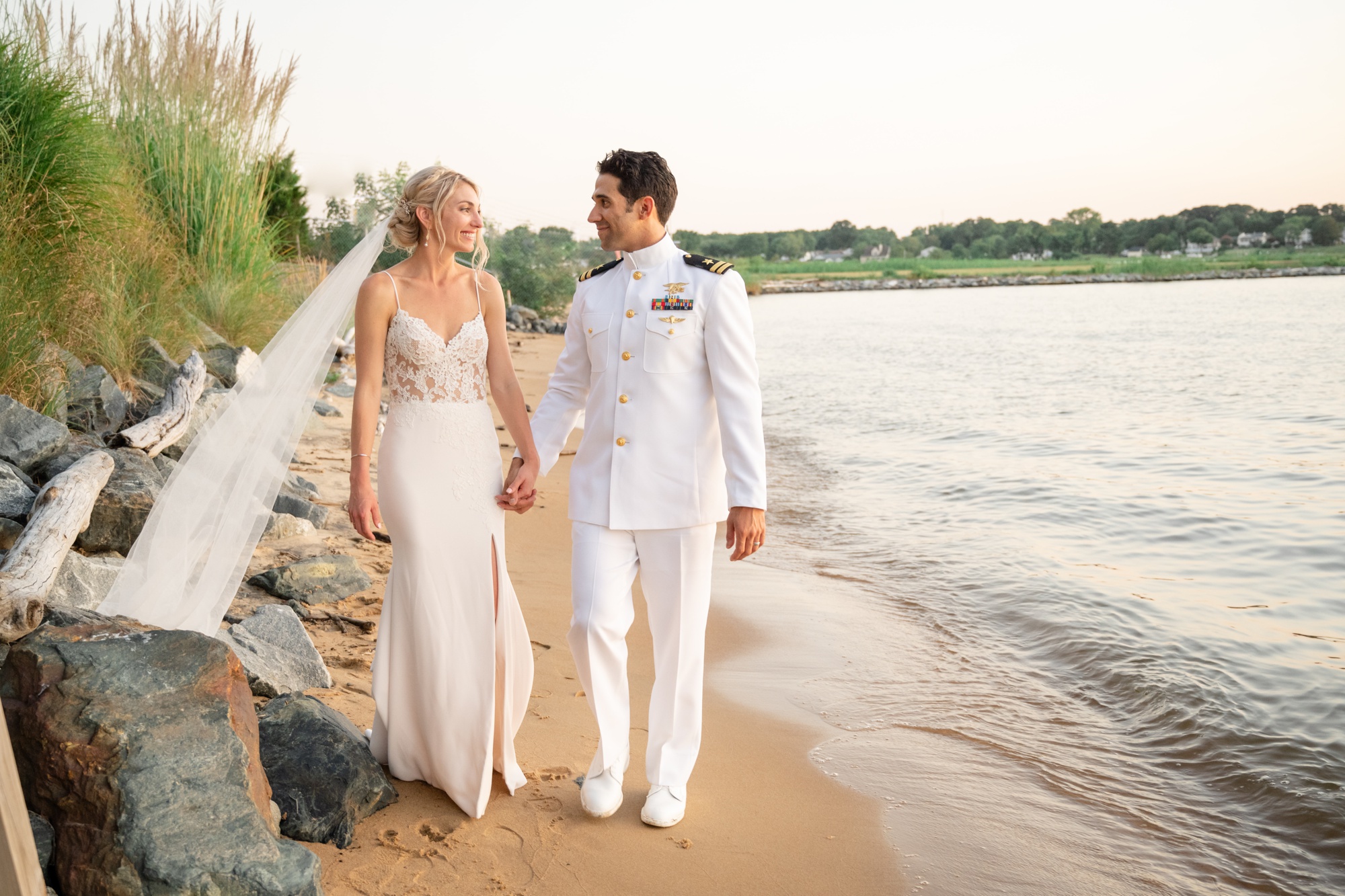 sunset beach wedding couple photos