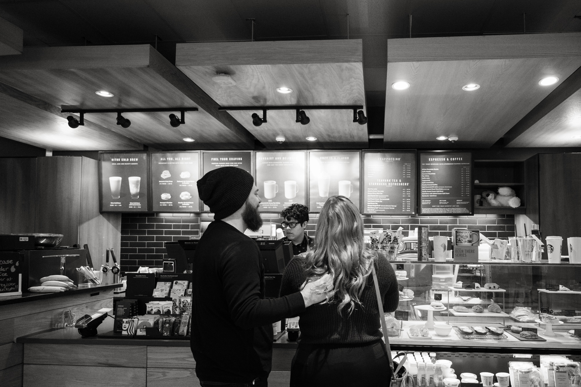 Couples one year anniversary of their starbucks first date