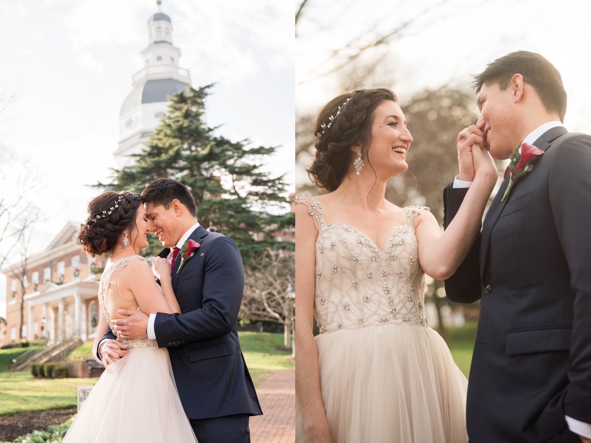 Downtown Annapolis wedding couple photos