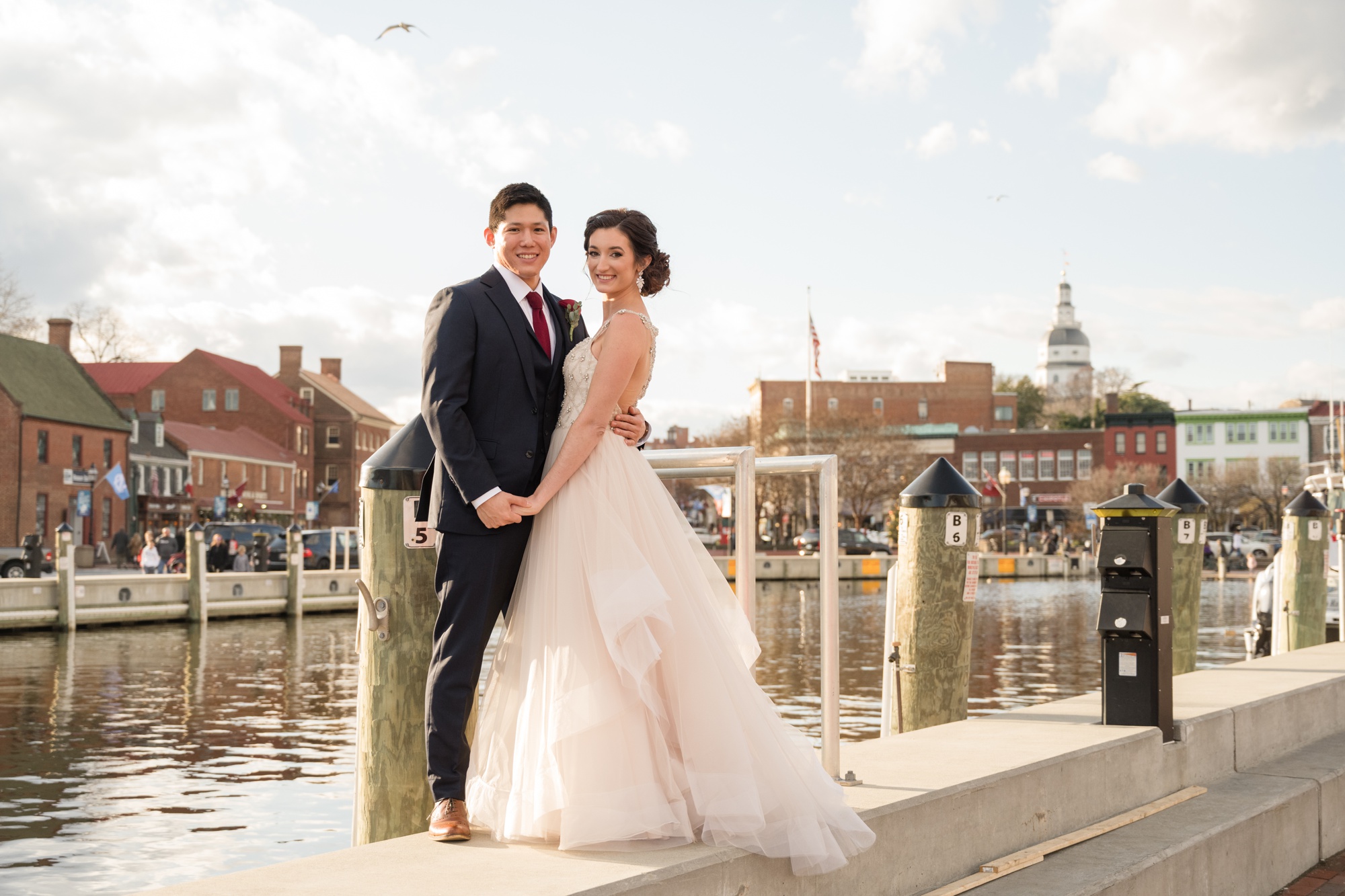 City Dock Annapolis wedding couple photography