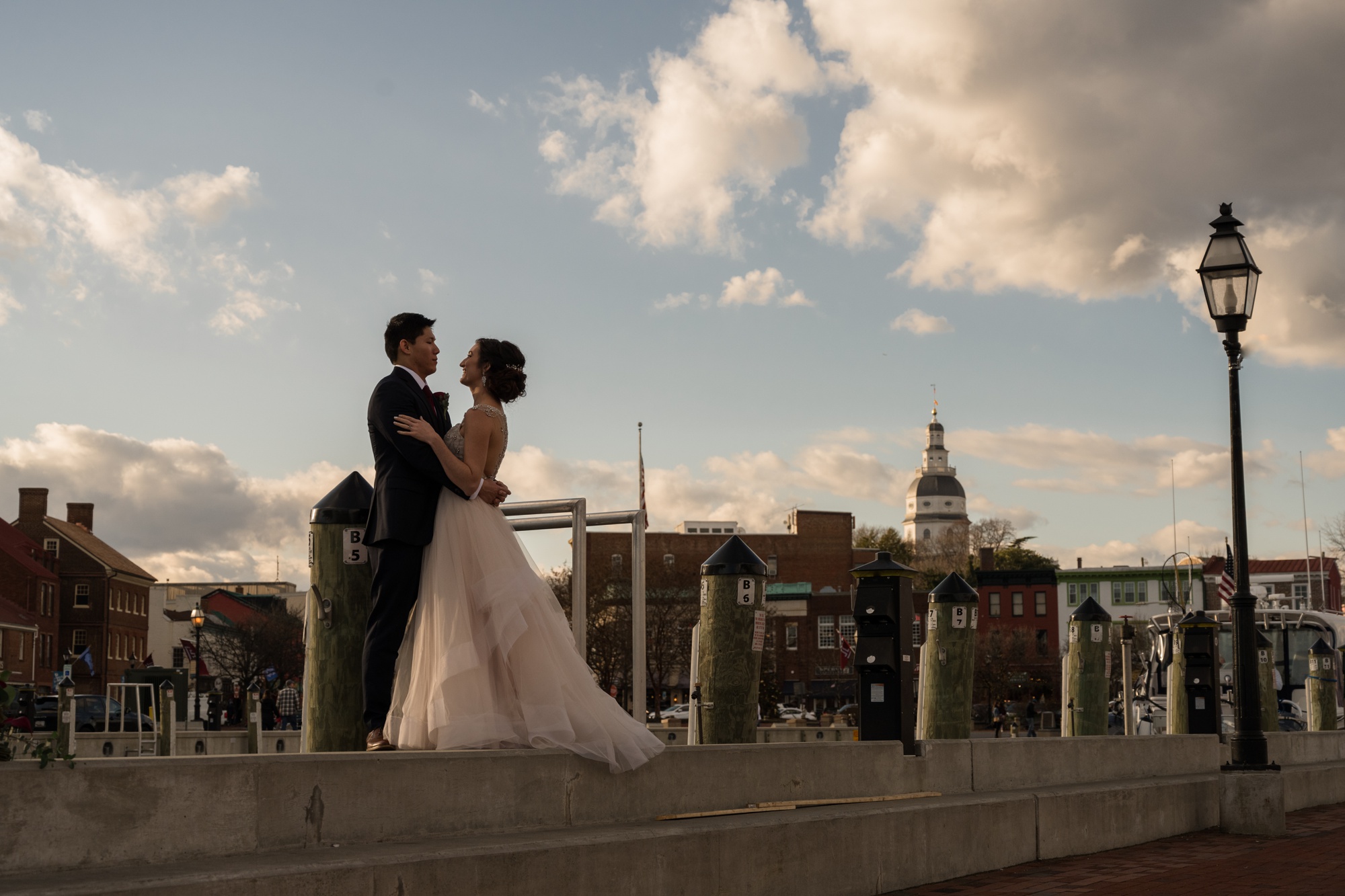 City Dock Annapolis wedding couple photography