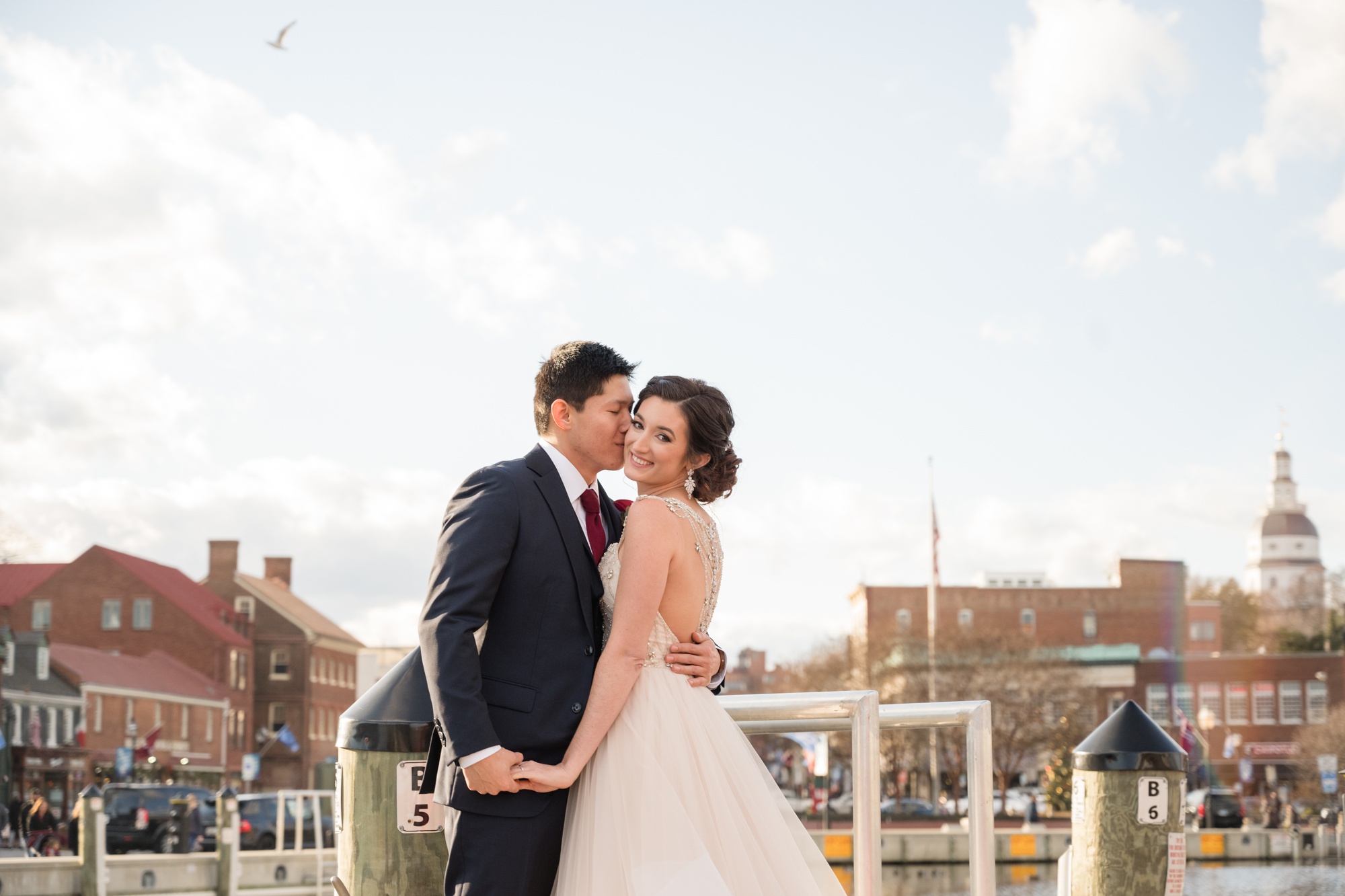 City Dock Annapolis wedding couple photography