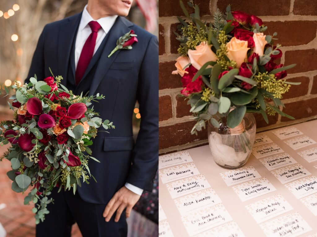 Governor Calvert House Wedding maroon details