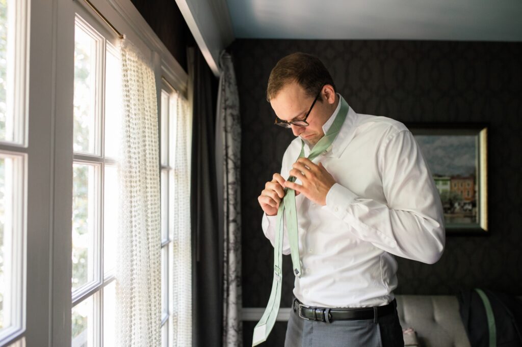 Governor Calvert House groom getting ready