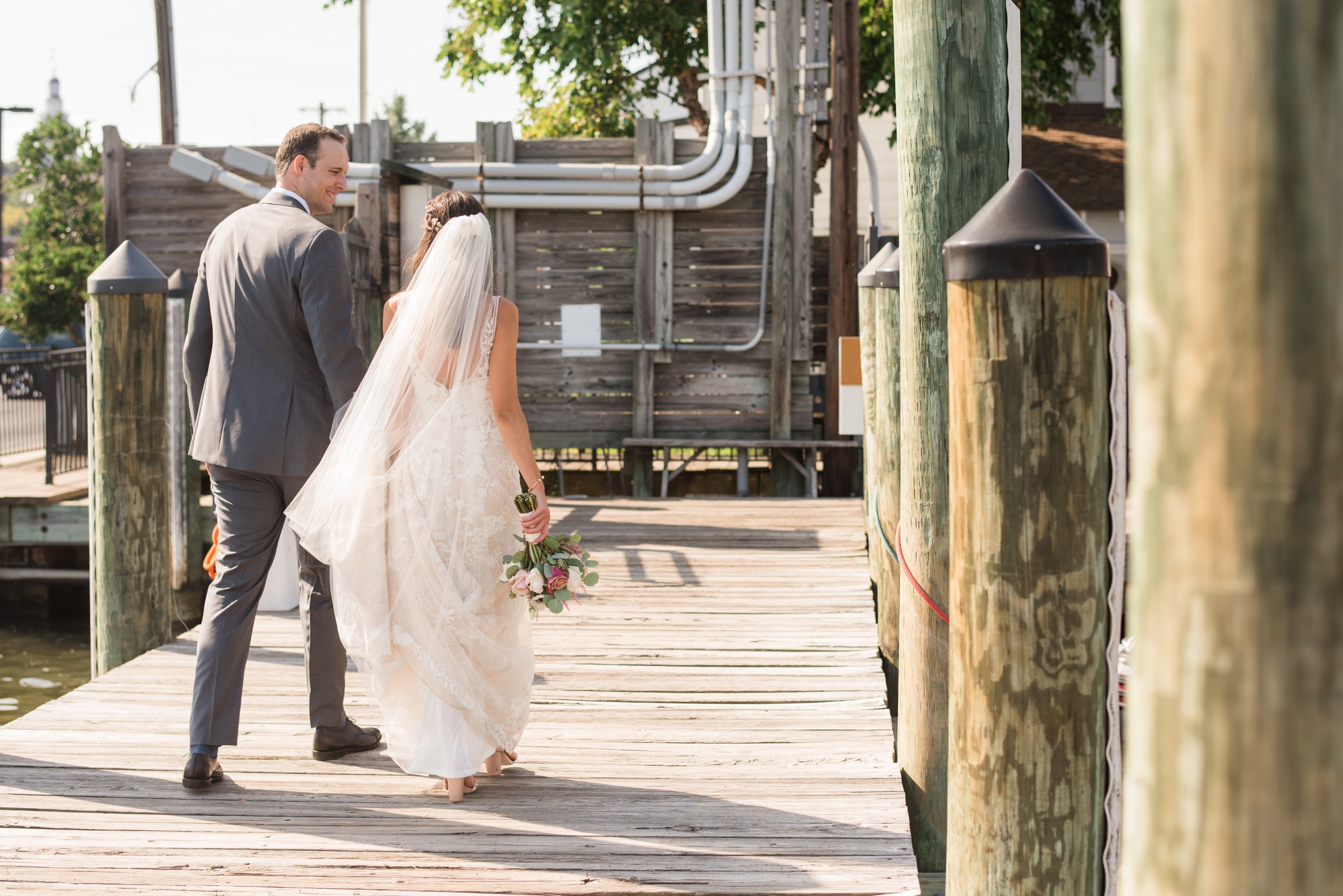 Downtown City Dock Annapolis wedding couple photos