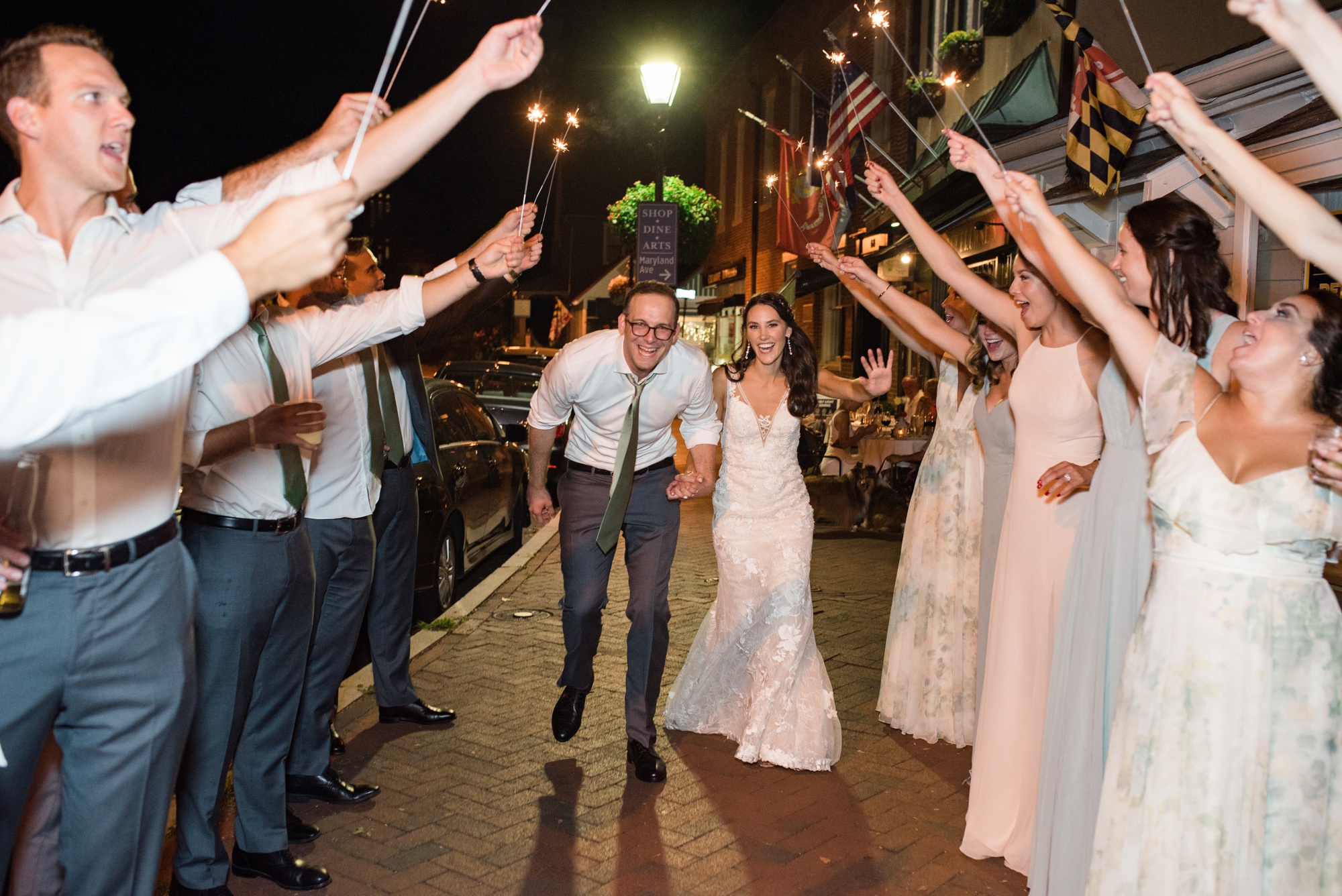 sparkler exit Governor Calvert House wedding