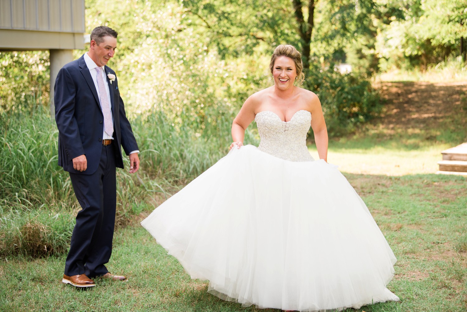 couple's first look at Chesapeake Bay Foundation Micro Wedding