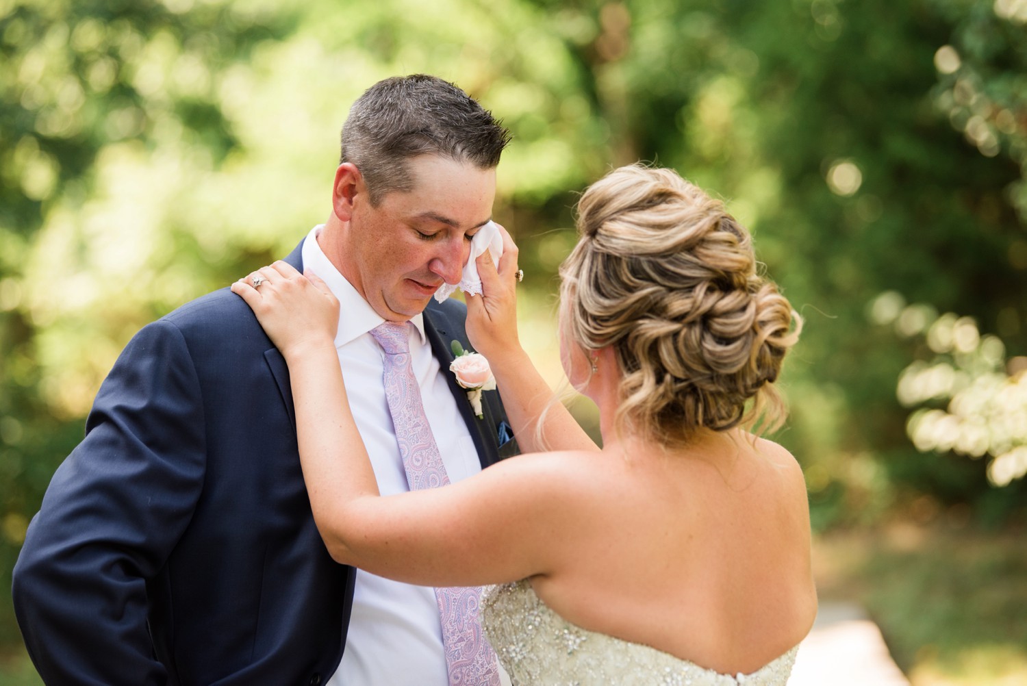 couple's first look at Chesapeake Bay Foundation Micro Wedding