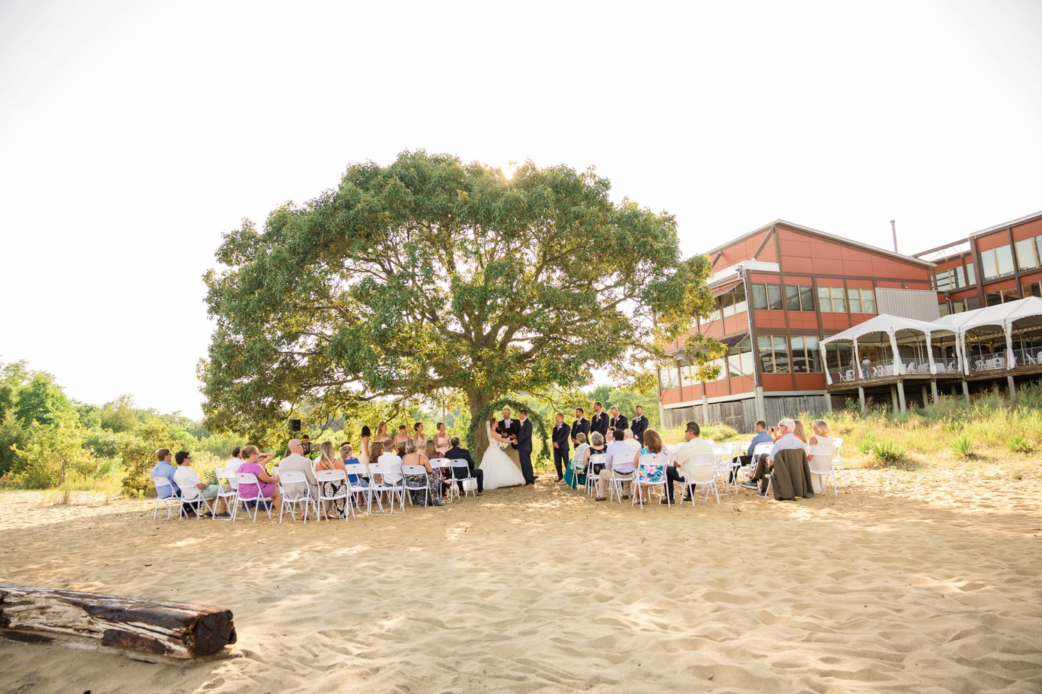 Chesapeake Bay Foundation July beach wedding ceremony