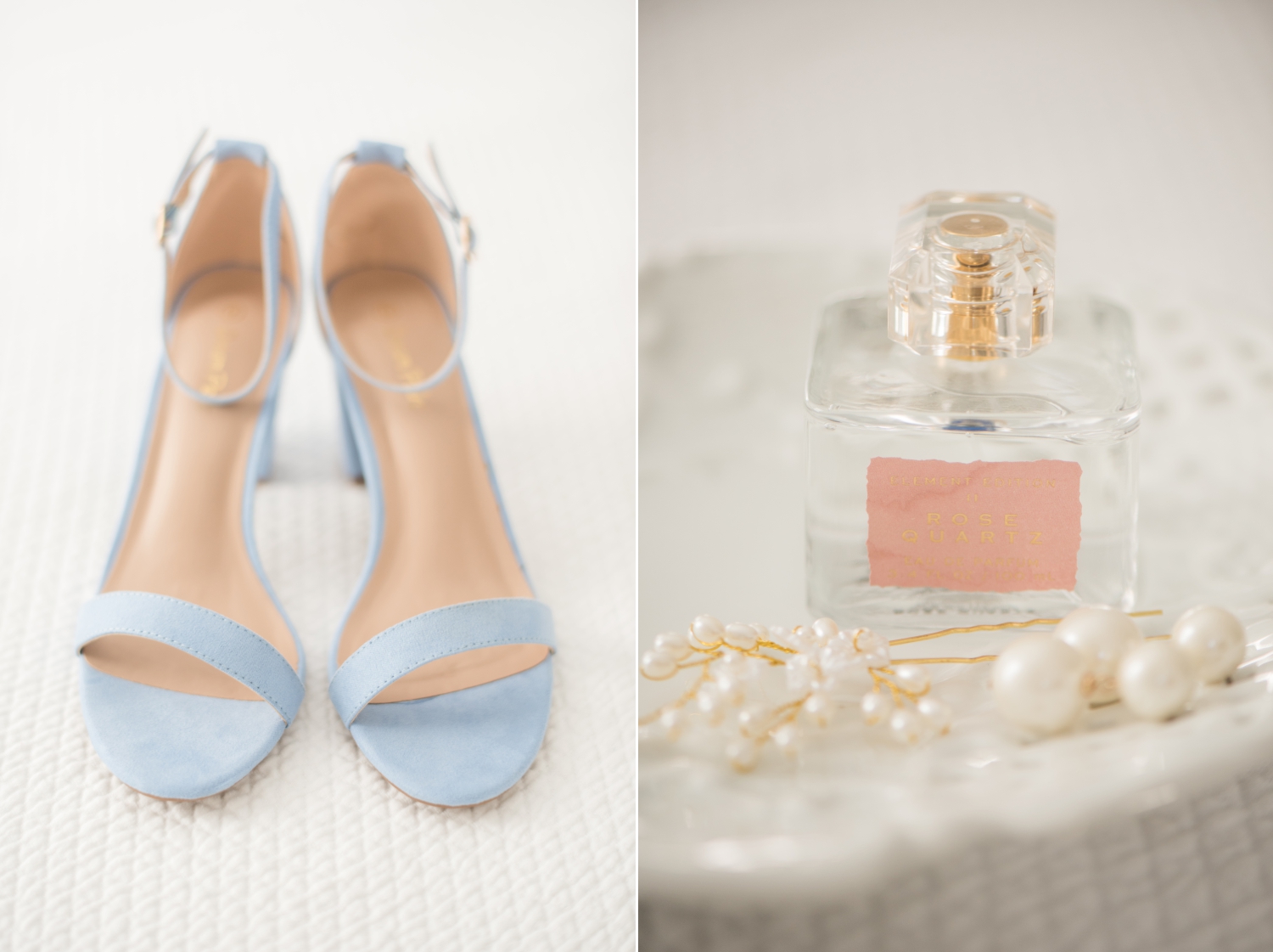 Micro wedding blue heels and perfume