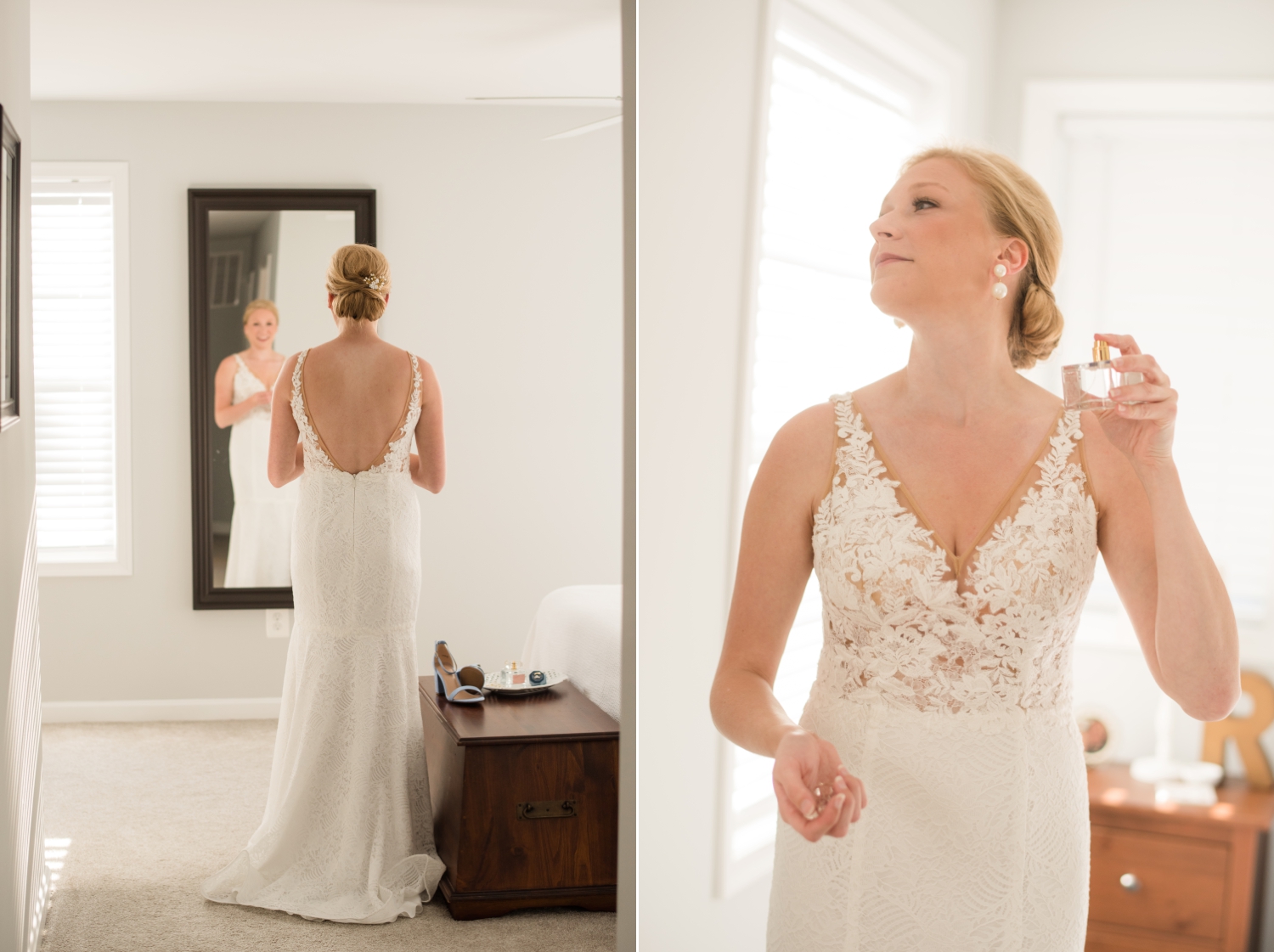 bride getting ready at her micro wedding