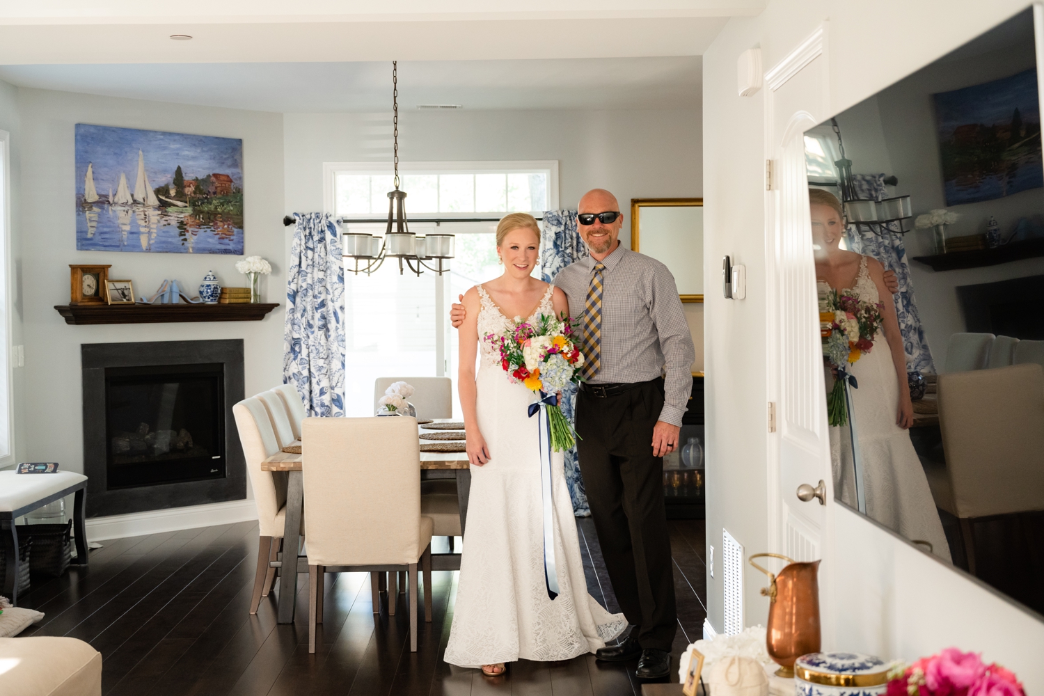 Parents and the bride getting ready