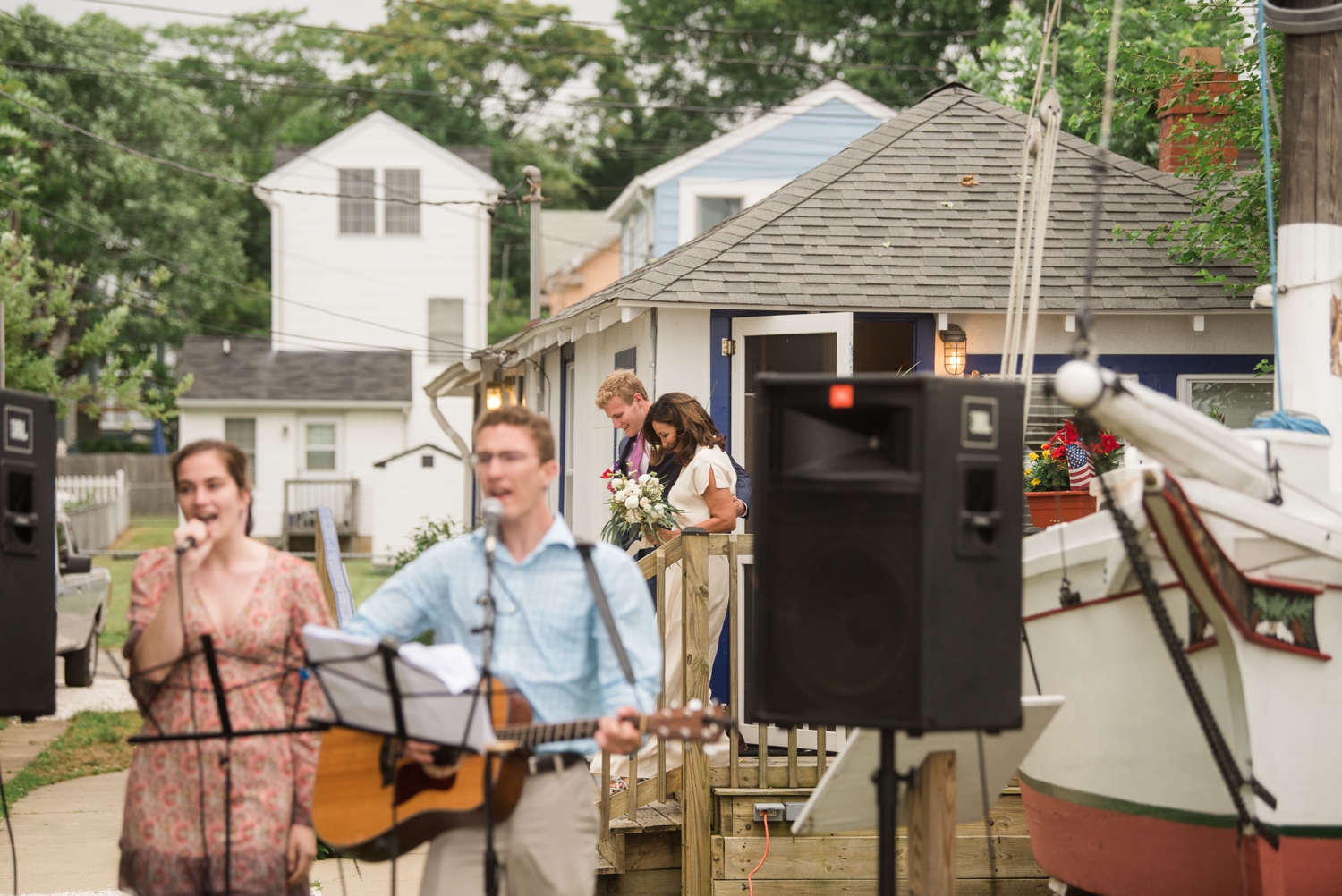 Chesapeake Bay micro wedding outdoor ceremony on the Severn River