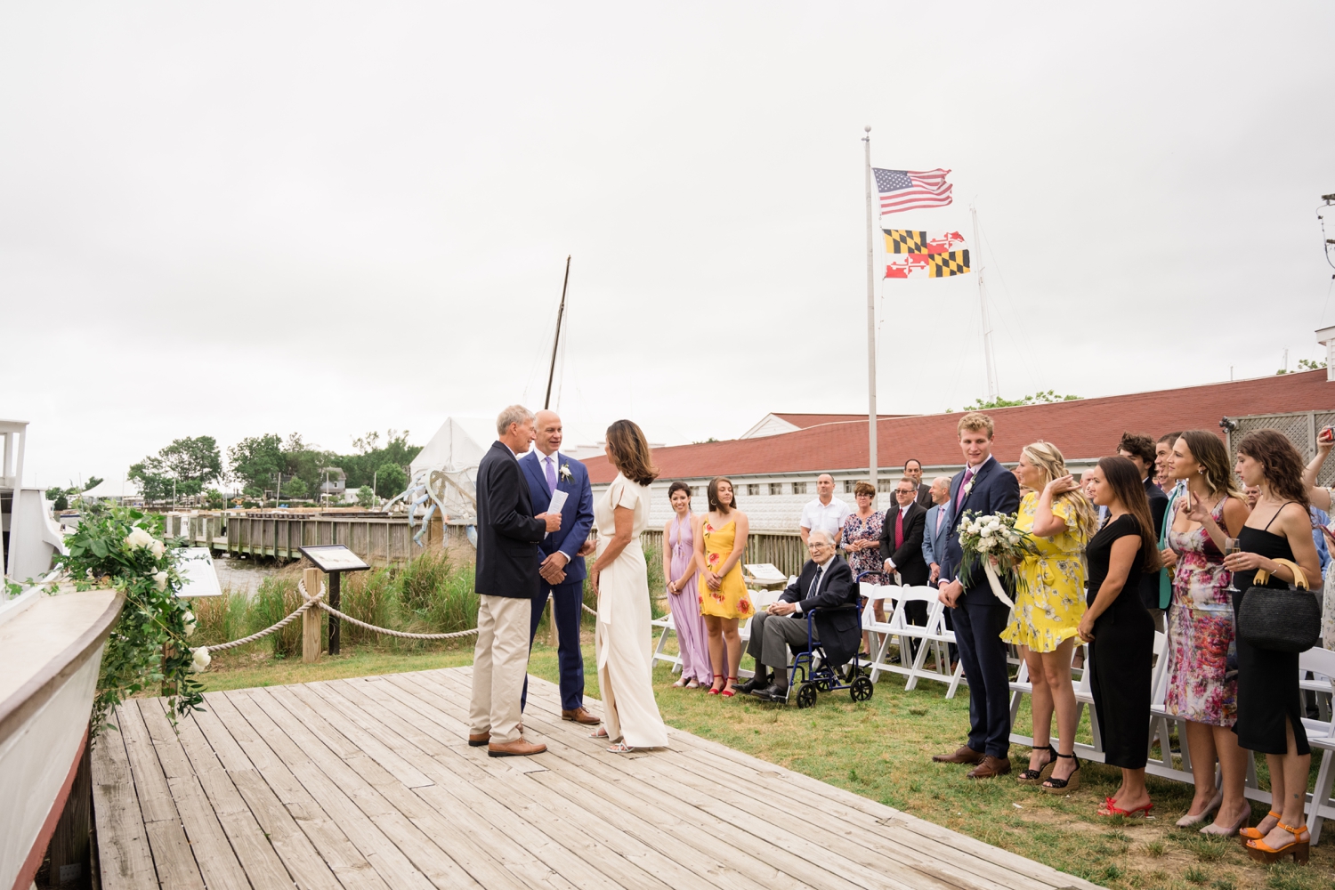 Chesapeake Bay micro wedding outdoor ceremony on the Severn River