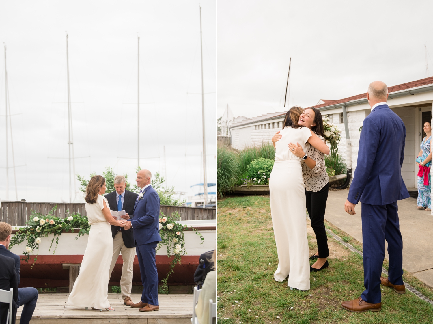 Chesapeake Bay micro wedding outdoor ceremony on the Severn River