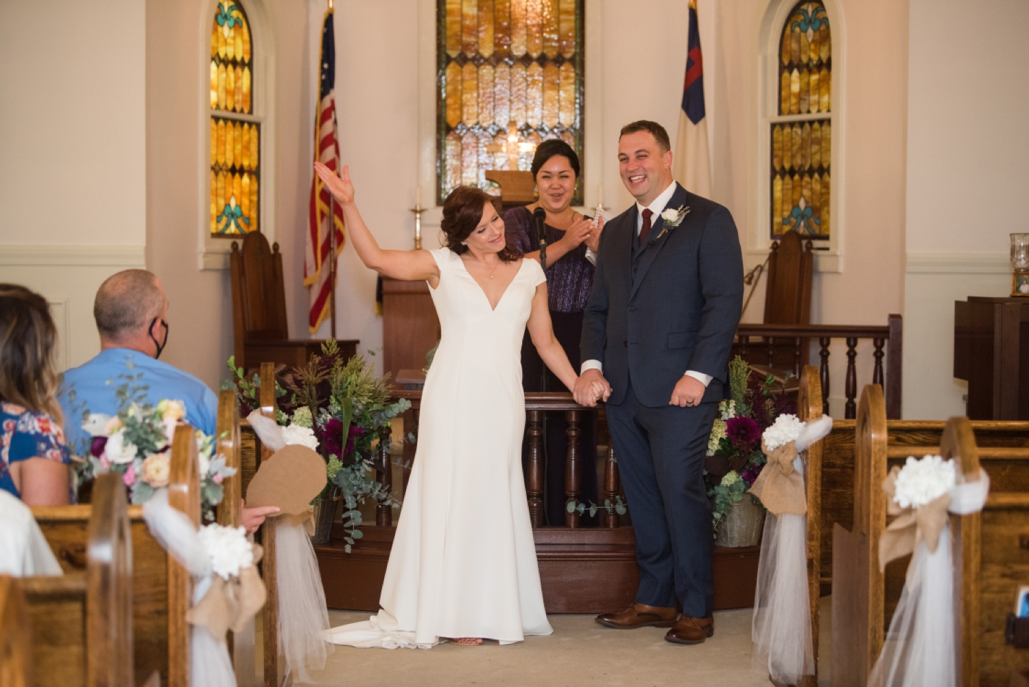 micro wedding Covid church ceremony with masks