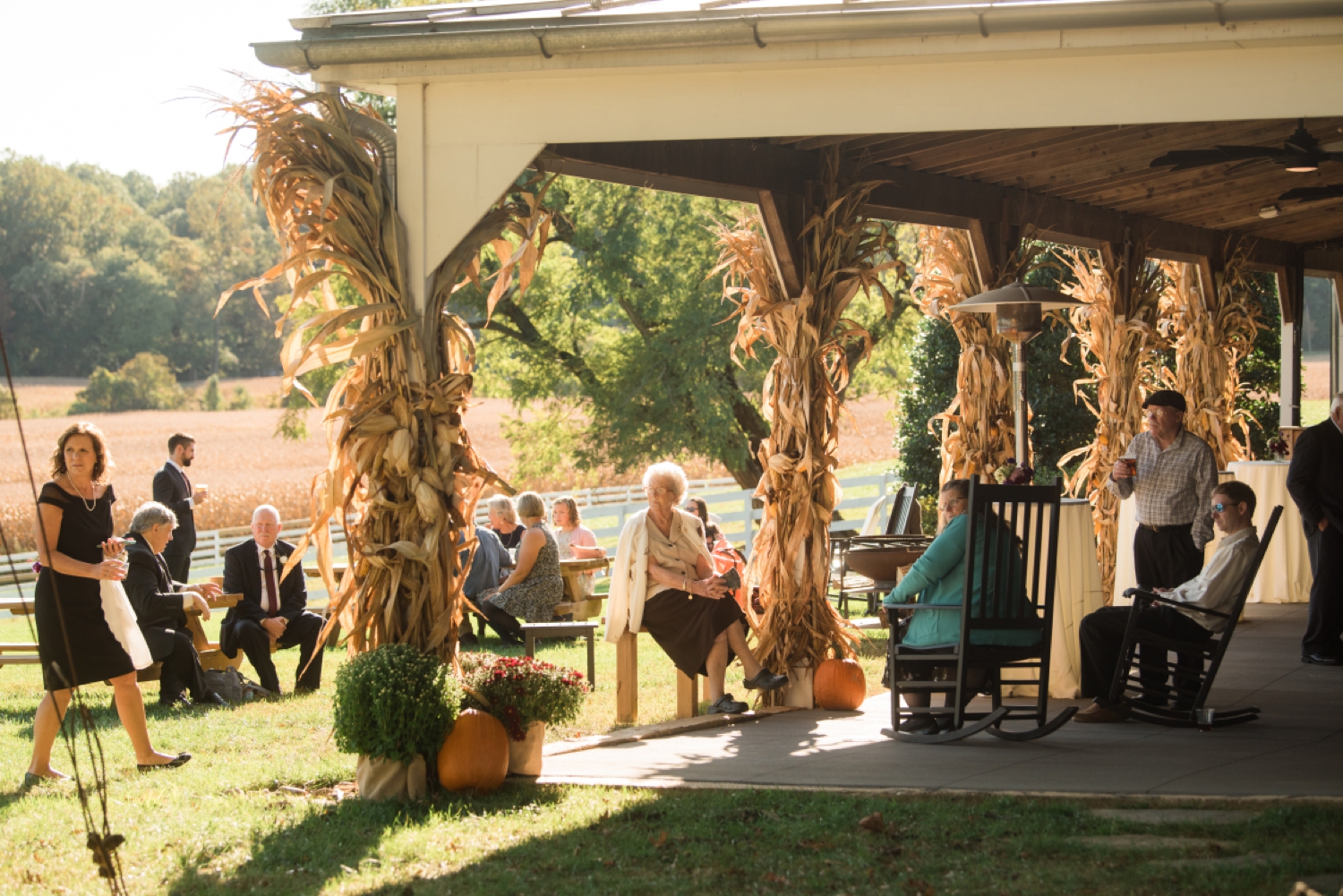 Tusculum Farm micro wedding cocktail hour outside