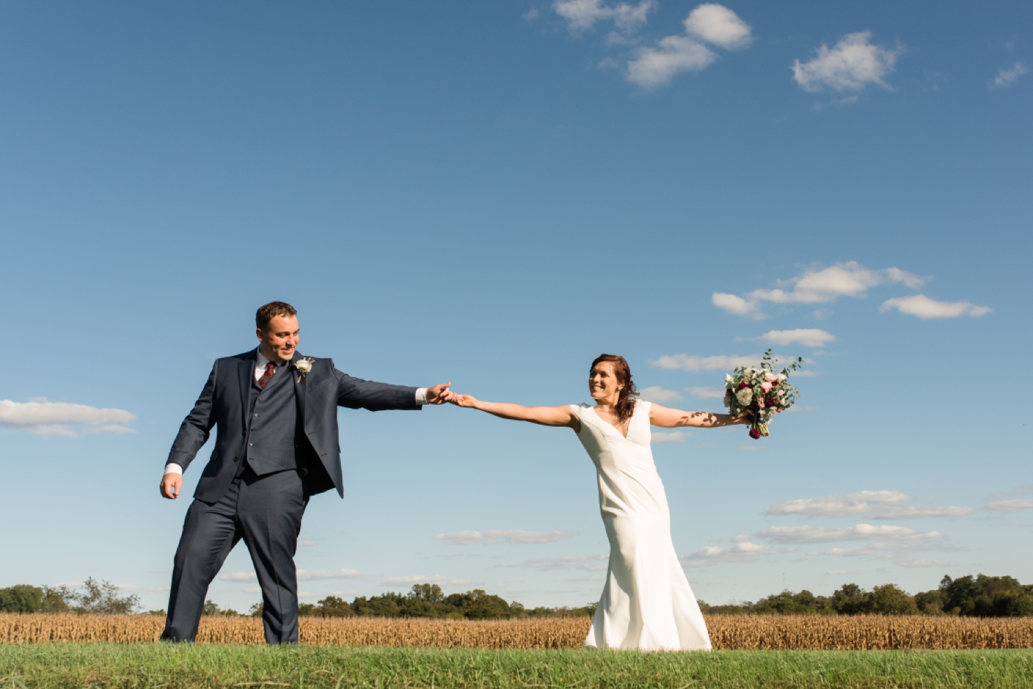 Tusculum Farm micro wedding couple photos in the field